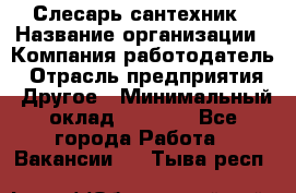 Слесарь-сантехник › Название организации ­ Компания-работодатель › Отрасль предприятия ­ Другое › Минимальный оклад ­ 5 676 - Все города Работа » Вакансии   . Тыва респ.